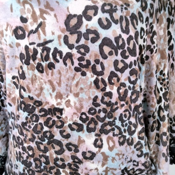Vtg Y2K Charlotte Russe Animal Print Leopard Top S Lace Fairy 90s Scene Indie - Picture 3 of 9